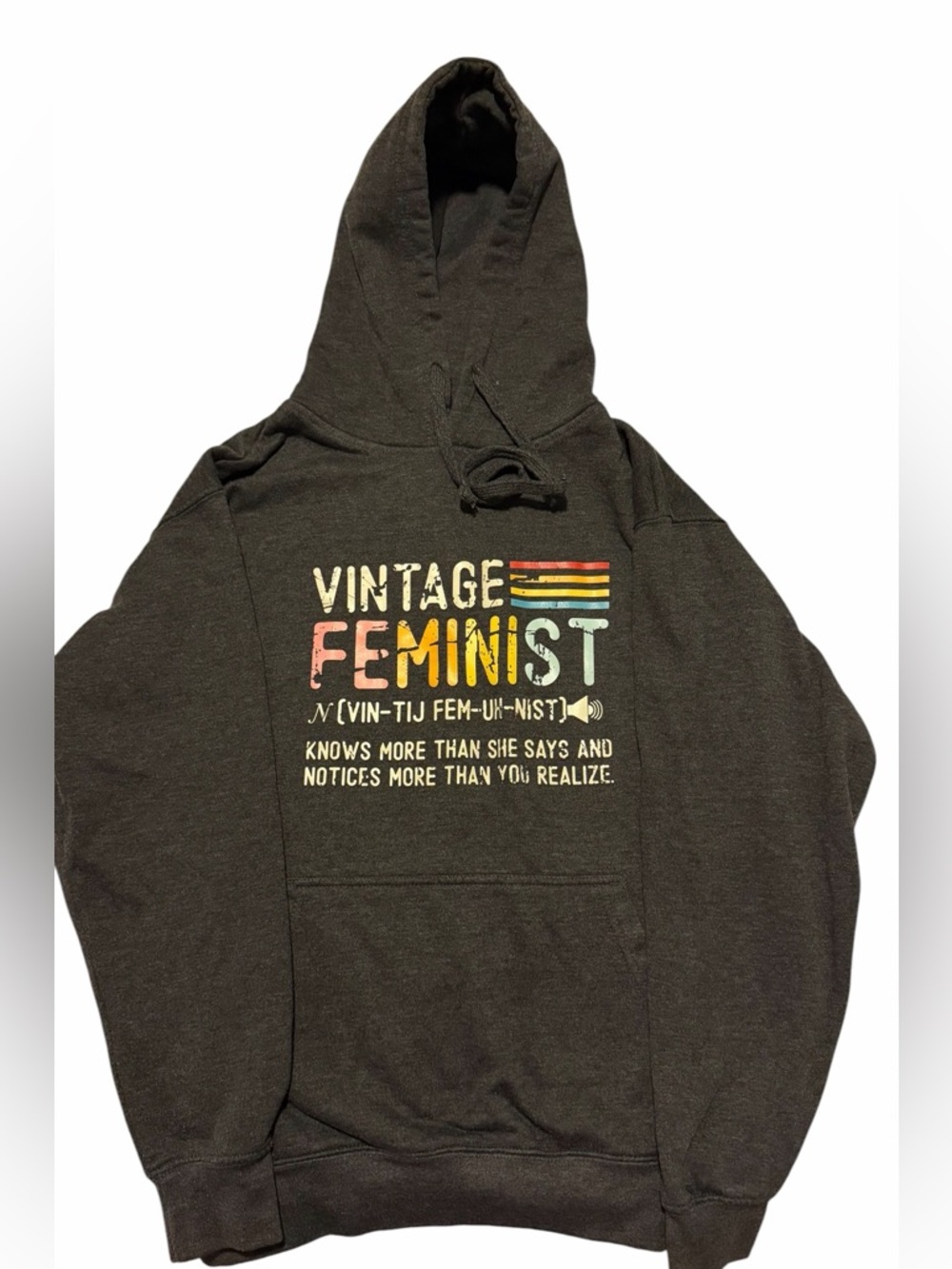 Vintage Feminist Graphic Hoodie - Charcoal (006)